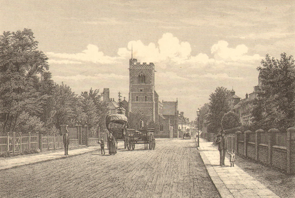 LONDON. Barnet Church 1888 old antique vintage print picture